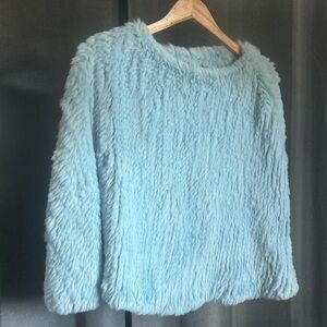 Beautiful Bernardo Baby Blue Rabbit Fur Cape